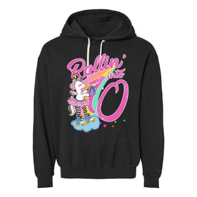 Rollin' Into 10 Skating Unicorn Birthday Garment-Dyed Fleece Hoodie