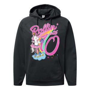 Rollin' Into 10 Skating Unicorn Birthday Performance Fleece Hoodie