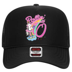 Rollin' Into 10 Skating Unicorn Birthday High Crown Mesh Back Trucker Hat