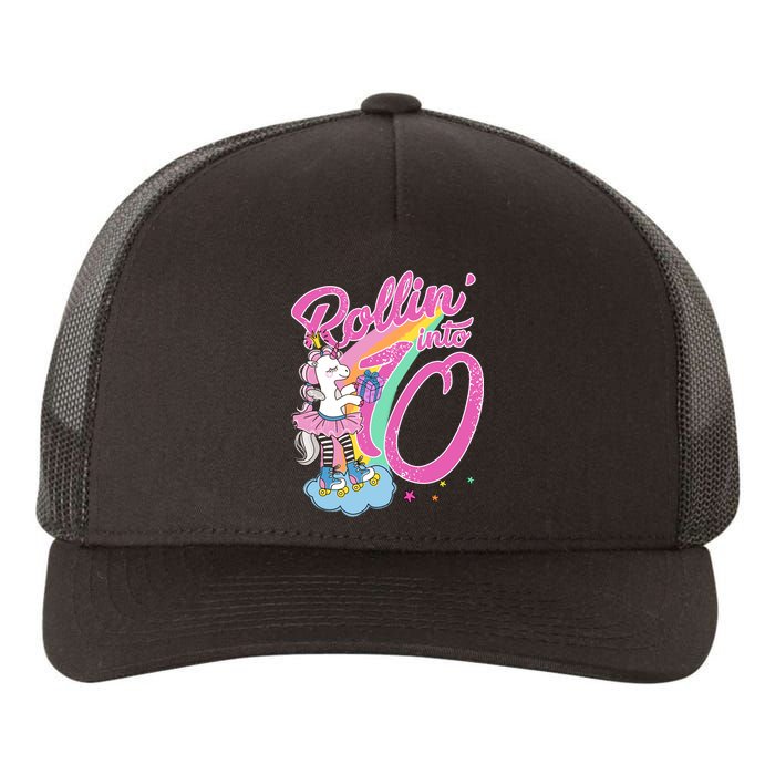 Rollin' Into 10 Skating Unicorn Birthday Yupoong Adult 5-Panel Trucker Hat