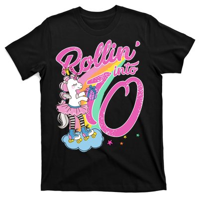 Rollin' Into 10 Skating Unicorn Birthday T-Shirt