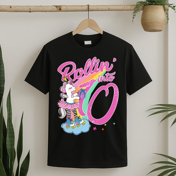 Rollin' Into 10 Skating Unicorn Birthday T-Shirt