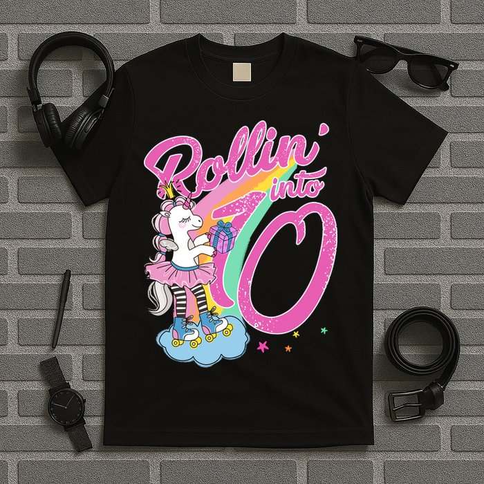 Rollin' Into 10 Skating Unicorn Birthday T-Shirt