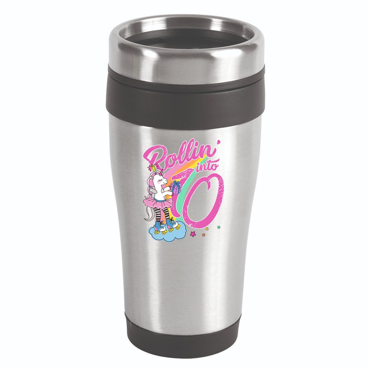 Rollin' Into 10 Skating Unicorn Birthday 16oz Travel Tumbler