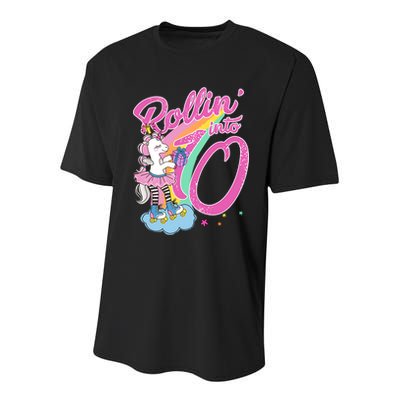 Rollin' Into 10 Skating Unicorn Birthday Youth Performance Sprint T-Shirt