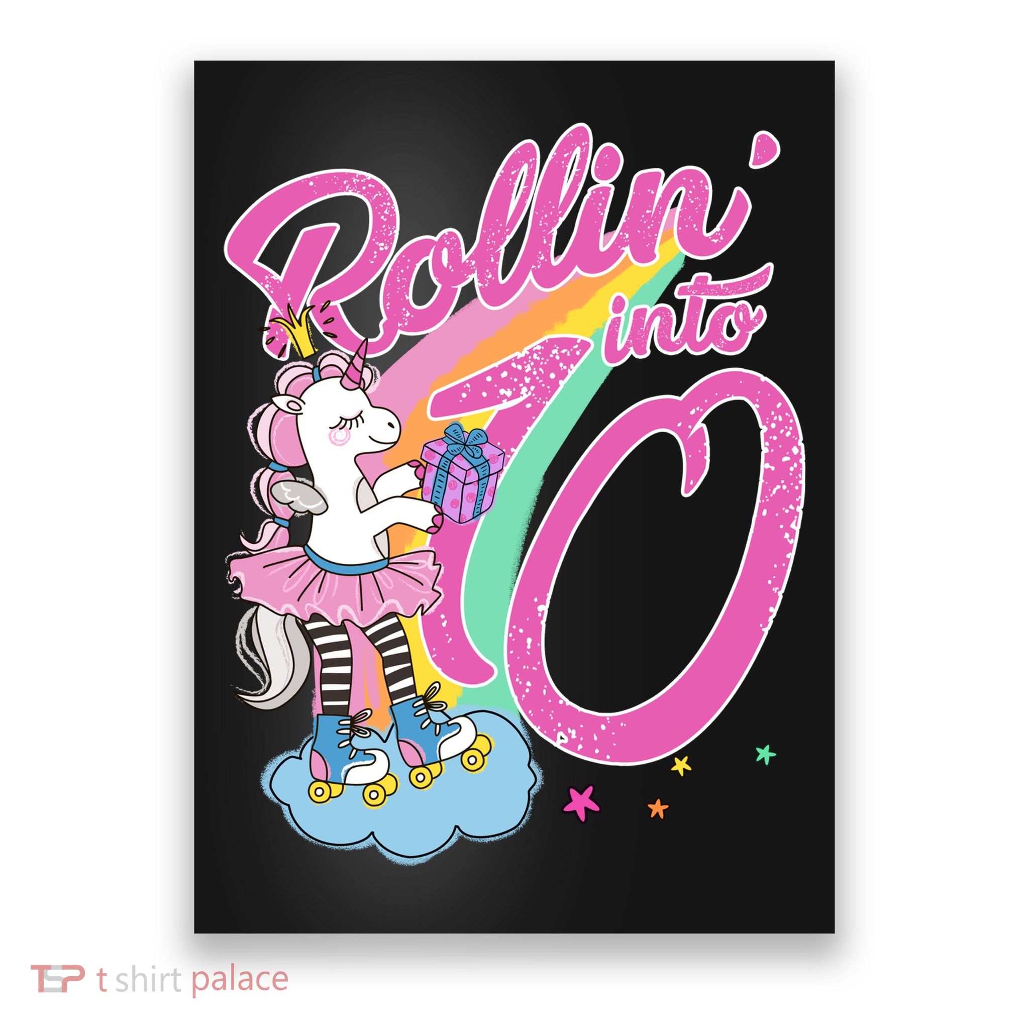 Rollin' Into 10 Skating Unicorn Birthday Poster