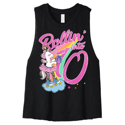 Rollin' Into 10 Skating Unicorn Birthday Women's Racerback Cropped Tank