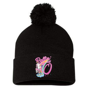 Rollin' Into 10 Skating Unicorn Birthday Pom Pom 12in Knit Beanie