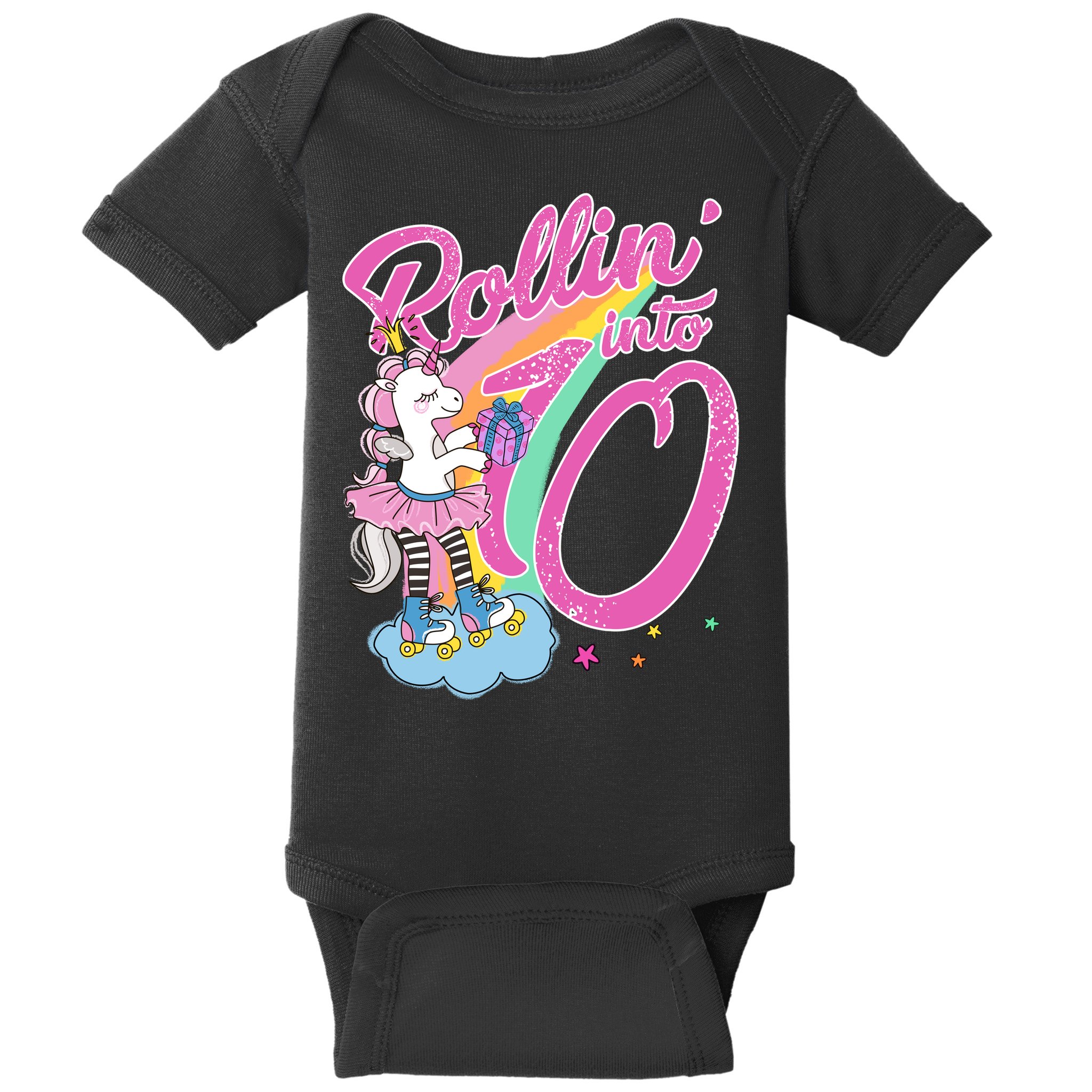 Rollin' Into 10 Skating Unicorn Birthday Baby Bodysuit