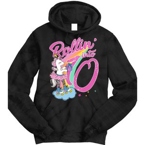 Rollin' Into 10 Skating Unicorn Birthday Tie Dye Hoodie