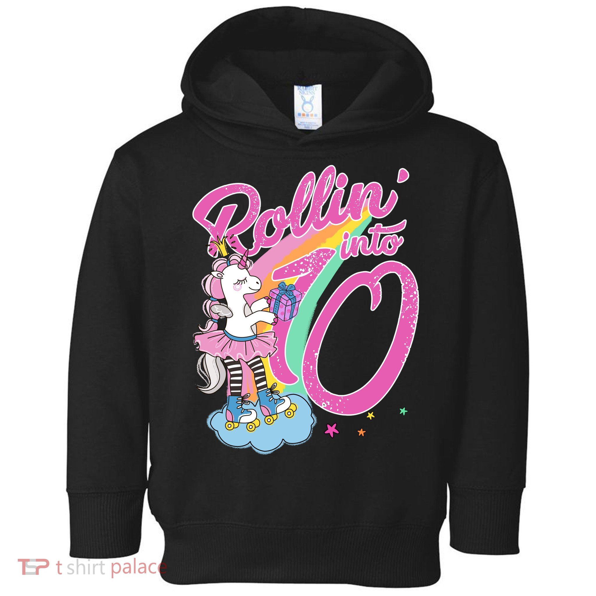 Rollin' Into 10 Skating Unicorn Birthday Toddler Hoodie