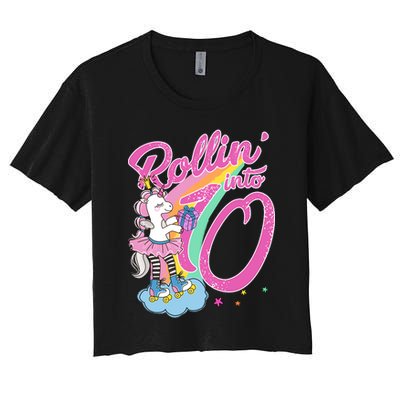 Rollin' Into 10 Skating Unicorn Birthday Crop Top