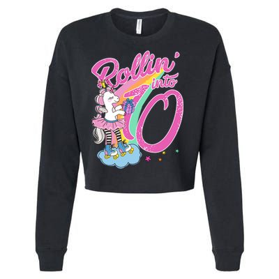 Rollin' Into 10 Skating Unicorn Birthday Cropped Pullover Crew