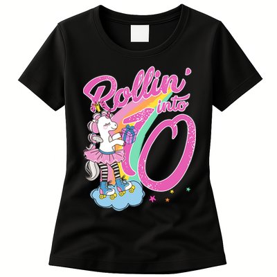 Rollin' Into 10 Skating Unicorn Birthday Womens T-Shirt