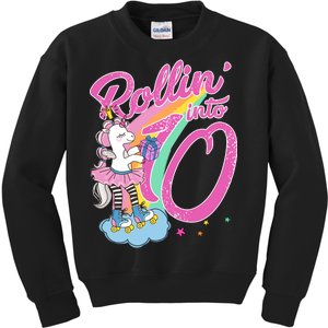 Rollin' Into 10 Skating Unicorn Birthday Kids Sweatshirt