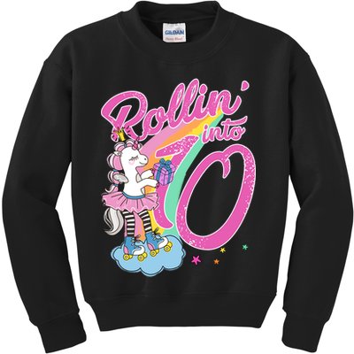 Rollin' Into 10 Skating Unicorn Birthday Kids Sweatshirt