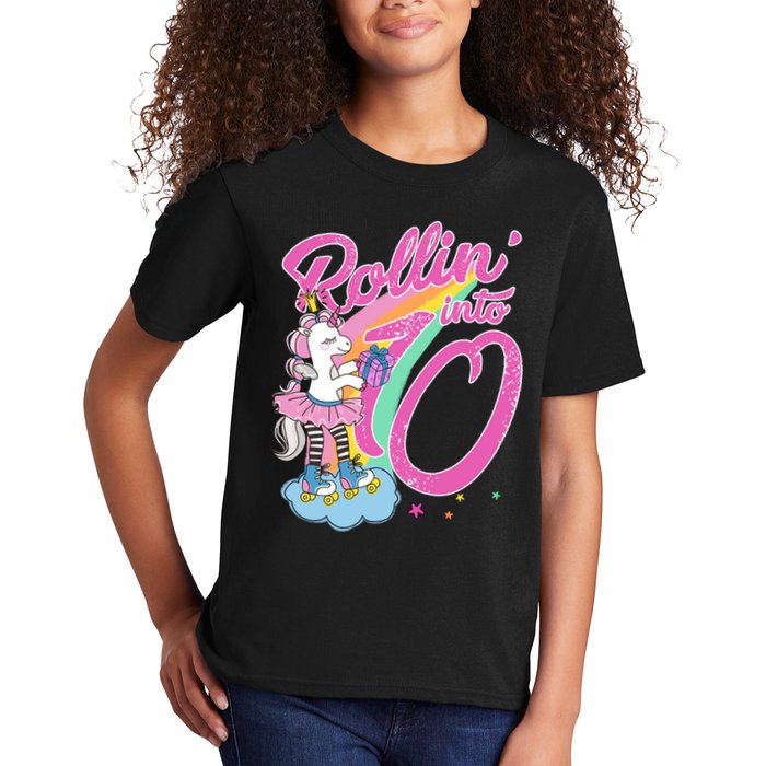 Rollin' Into 10 Skating Unicorn Birthday Kids T-Shirt