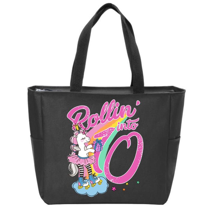 Rollin' Into 10 Skating Unicorn Birthday Zip Tote Bag