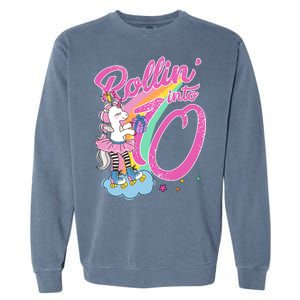 Rollin' Into 10 Skating Unicorn Birthday Garment-Dyed Sweatshirt