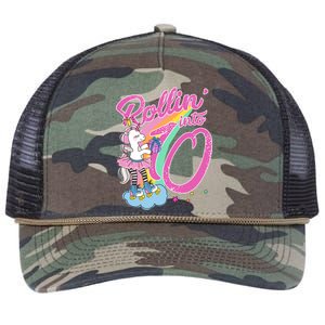 Rollin' Into 10 Skating Unicorn Birthday Retro Rope Trucker Hat Cap