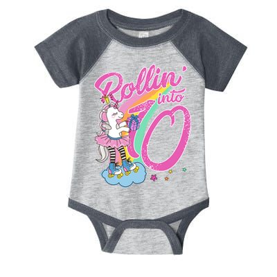 Rollin' Into 10 Skating Unicorn Birthday Infant Baby Jersey Bodysuit