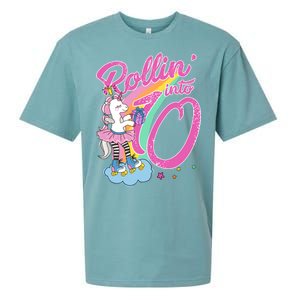 Rollin' Into 10 Skating Unicorn Birthday Sueded Cloud Jersey T-Shirt