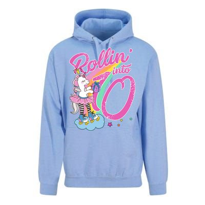 Rollin' Into 10 Skating Unicorn Birthday Unisex Surf Hoodie