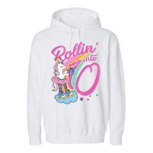 Rollin' Into 10 Skating Unicorn Birthday Garment-Dyed Fleece Hoodie