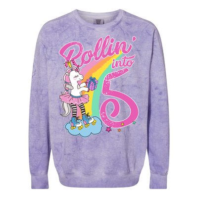 Rollin' Into 5 Skating Unicorn  Colorblast Crewneck Sweatshirt