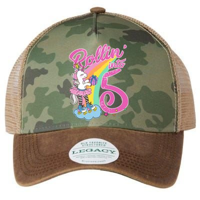 Rollin' Into 5 Skating Unicorn  Legacy Tie Dye Trucker Hat