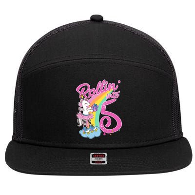 Rollin' Into 5 Skating Unicorn  7 Panel Mesh Trucker Snapback Hat