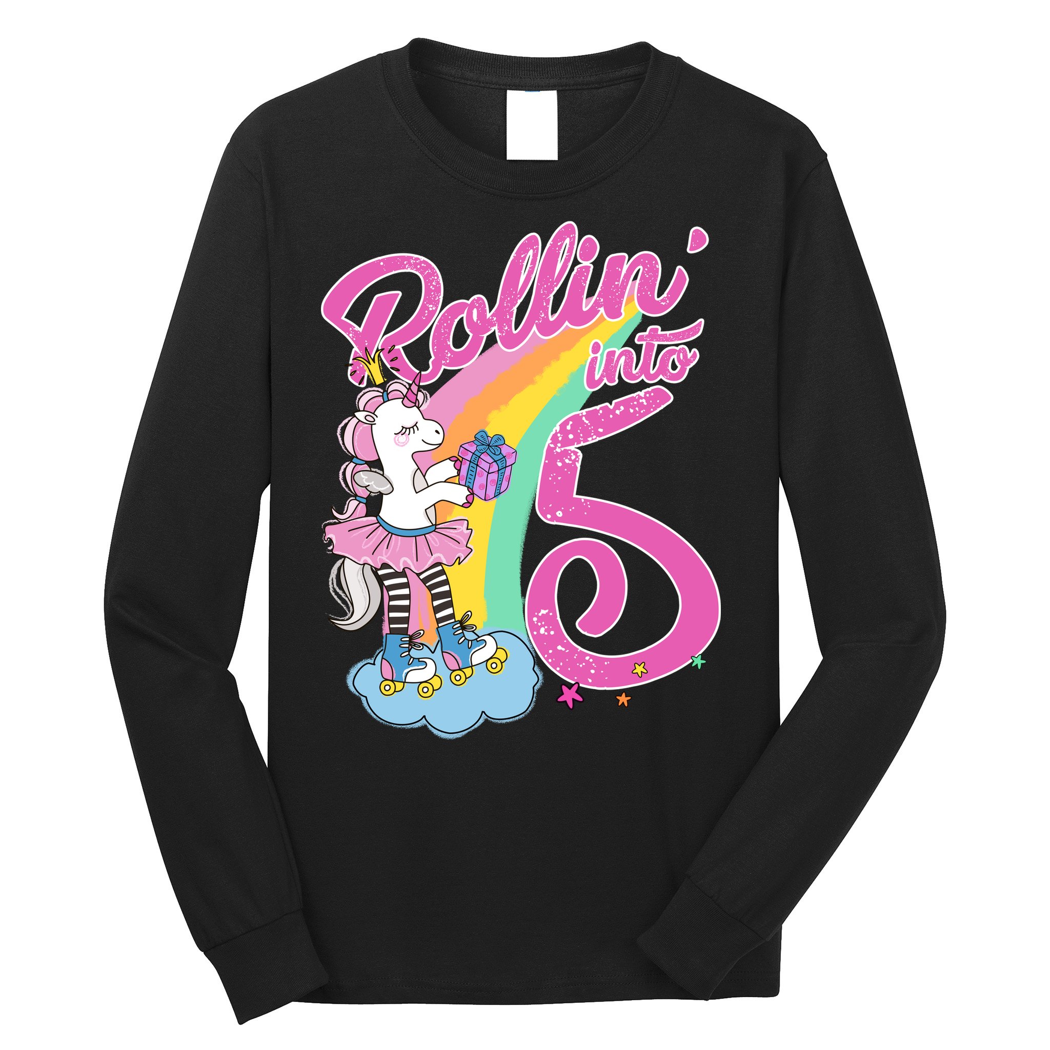 Rollin' Into 5 Skating Unicorn  Long Sleeve Shirt