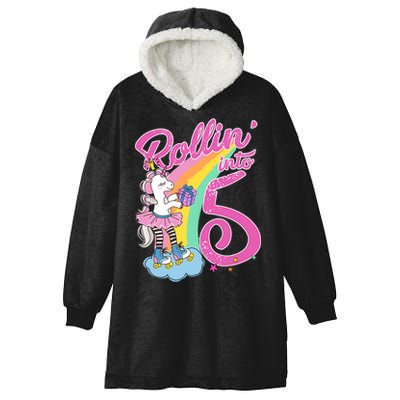 Rollin' Into 5 Skating Unicorn  Hooded Wearable Blanket