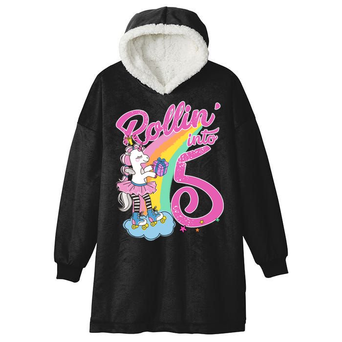 Rollin' Into 5 Skating Unicorn  Hooded Wearable Blanket
