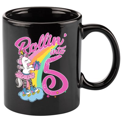 Rollin' Into 5 Skating Unicorn  11oz C Handle Ceramic Mug