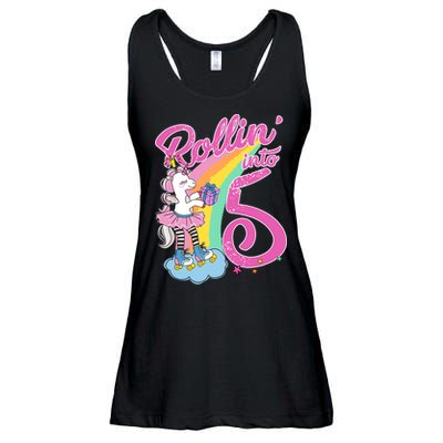 Rollin' Into 5 Skating Unicorn  Ladies Essential Flowy Tank
