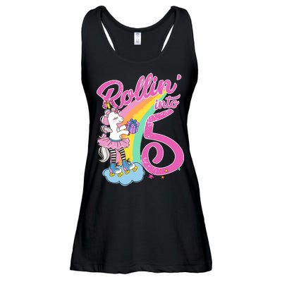 Rollin' Into 5 Skating Unicorn  Ladies Essential Flowy Tank