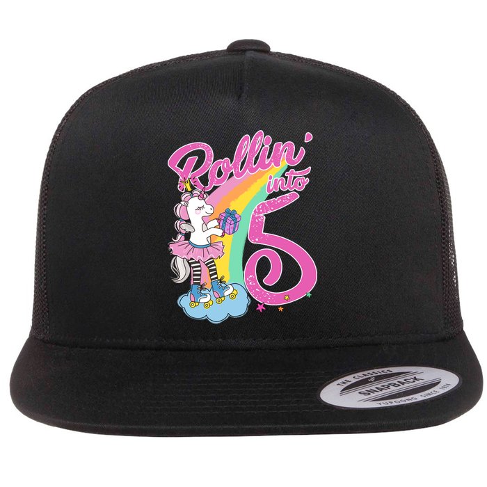 Rollin' Into 5 Skating Unicorn  Flatbill Hat