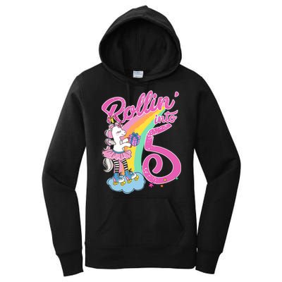 Rollin' Into 5 Skating Unicorn  Women's Pullover Hoodie