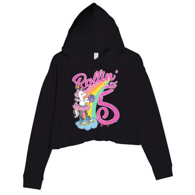 Rollin' Into 5 Skating Unicorn  Crop Fleece Hoodie