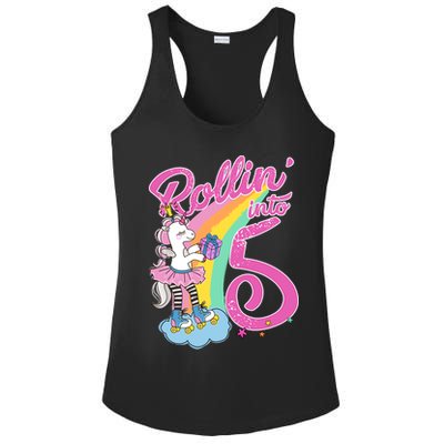 Rollin' Into 5 Skating Unicorn  Ladies PosiCharge Competitor Racerback Tank