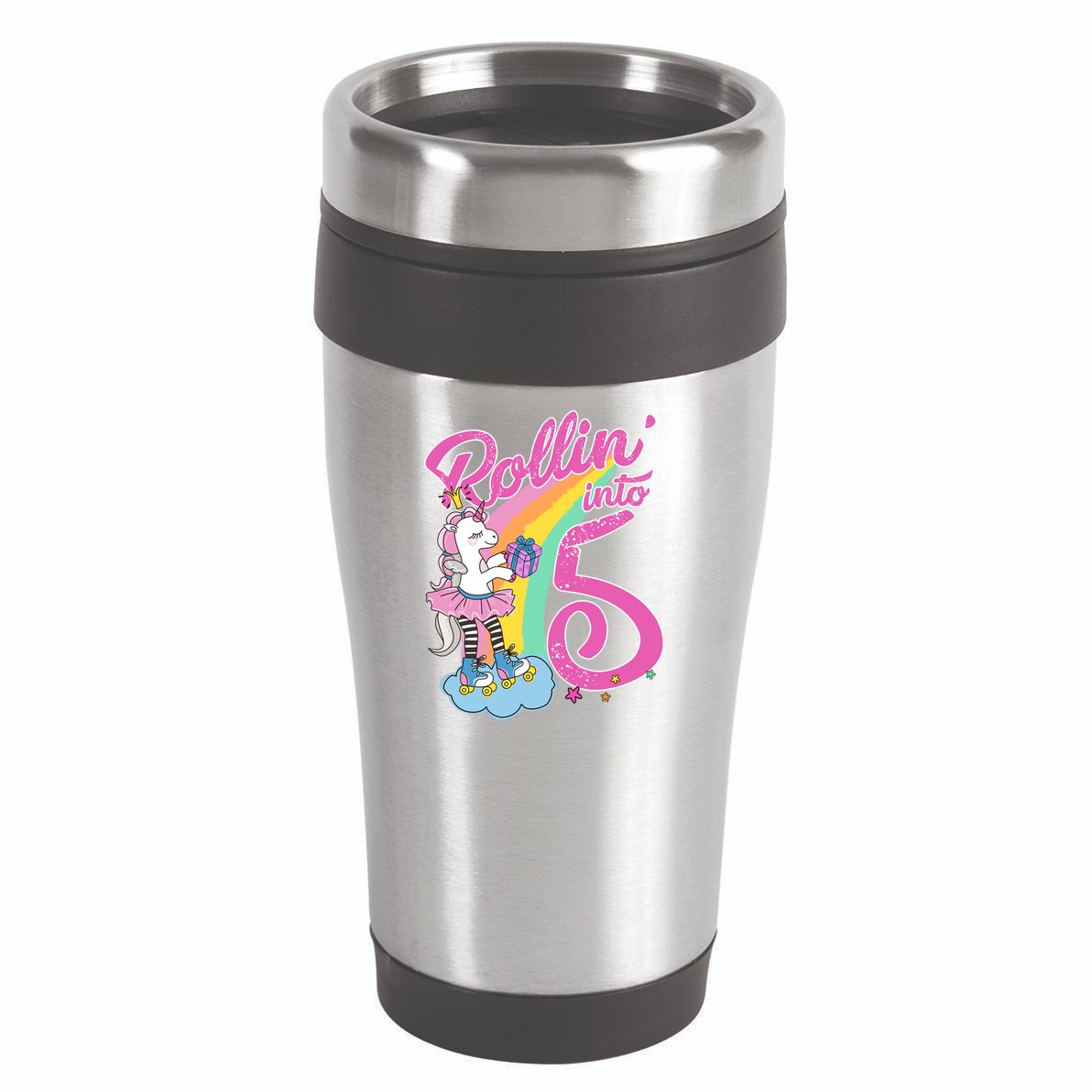 Rollin' Into 5 Skating Unicorn  16oz Travel Tumbler