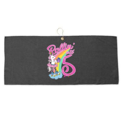 Rollin' Into 5 Skating Unicorn  Large Microfiber Waffle Golf Towel