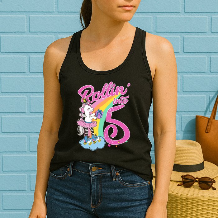 Rollin' Into 5 Skating Unicorn  Womens Tank Top