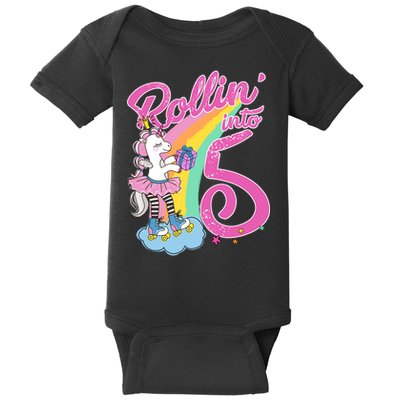 Rollin' Into 5 Skating Unicorn  Baby Bodysuit