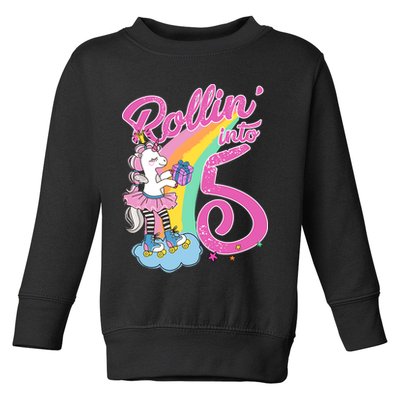 Rollin' Into 5 Skating Unicorn  Toddler Sweatshirt