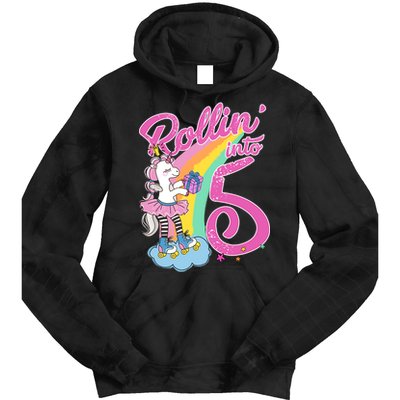 Rollin' Into 5 Skating Unicorn  Tie Dye Hoodie