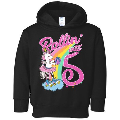 Rollin' Into 5 Skating Unicorn  Toddler Hoodie