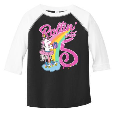 Rollin' Into 5 Skating Unicorn  Toddler Fine Jersey T-Shirt