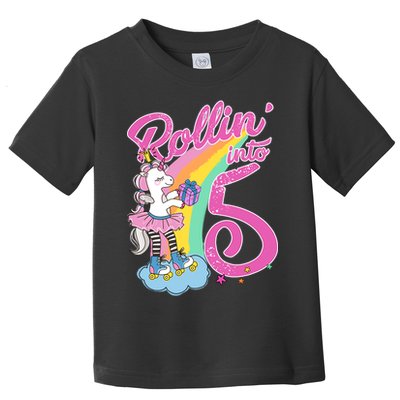 Rollin' Into 5 Skating Unicorn  Toddler T-Shirt